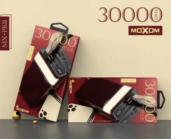 خازن باور بنك 30000mAh موكسوم QC3.0 خازن باور بنك 30000mAh موكسوم QC3.0