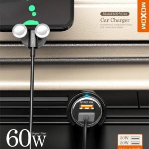 شاحن سيارة موكسوم 60W منفذين USB