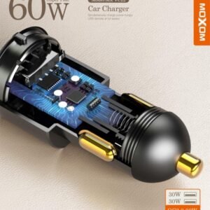 شاحن سيارة موكسوم 60W منفذين USB