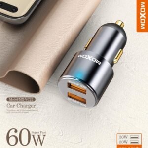 شاحن سيارة موكسوم 60W منفذين USB