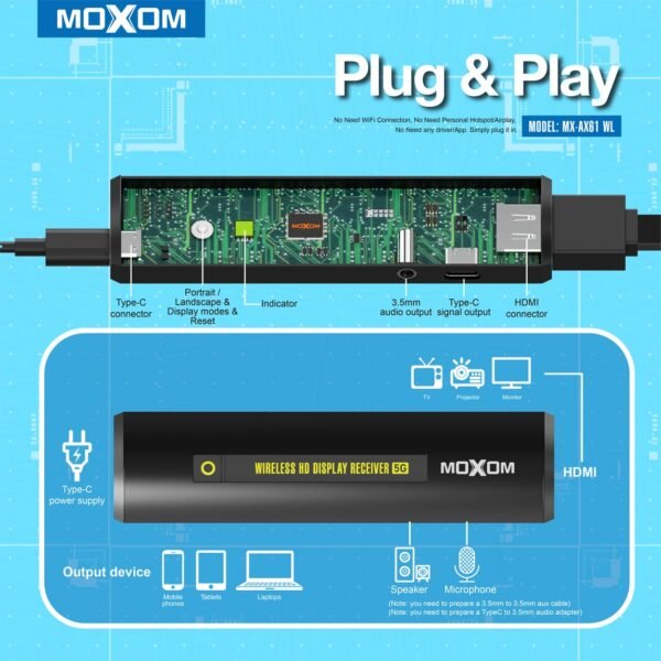 موكسوم AX61 استقبال عرض HD لاسلكي موكسوم AX61 استقبال عرض HD لاسلكي