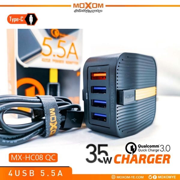 شاحن HC08 موكسوم 35W متعدد المنافذ شاحن HC08 موكسوم 35W متعدد المنافذ