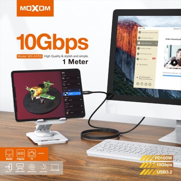 كابل شحن وبيانات MOXOM 4K Type-C 1م كابل شحن وبيانات MOXOM 4K Type-C 1م