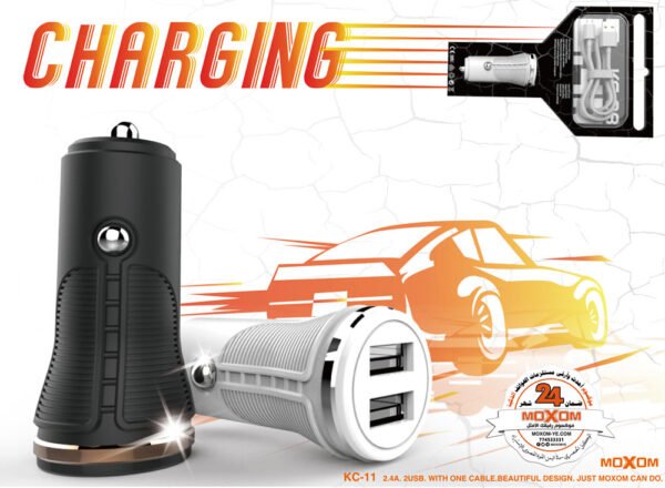 شاحن سيارة MOXOM KC-11 سريع ثنائي 2.4A شاحن سيارة MOXOM KC-11 سريع ثنائي 2.4A