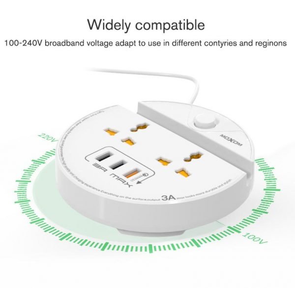 موزع كهرباء وشاحن سريع MX-ST02 MOXOM موزع كهرباء وشاحن سريع MX-ST02 MOXOM