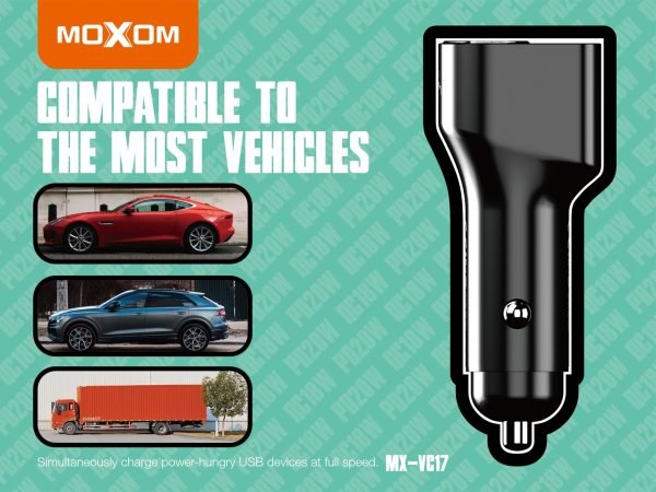 شاحن سيارة موكسوم MX-VC17 شاشة رقمية شاحن سيارة موكسوم MX-VC17 شاشة رقمية