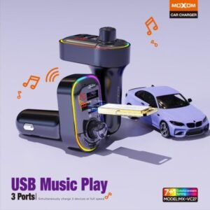 شاحن سيارة موكسوم VC27 مع موسيقى 3 منافذ