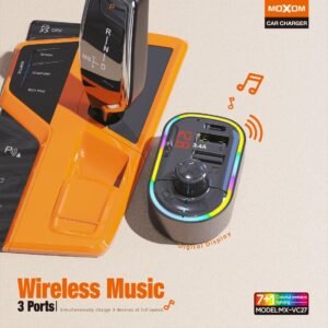 شاحن سيارة موكسوم VC27 مع موسيقى 3 منافذ